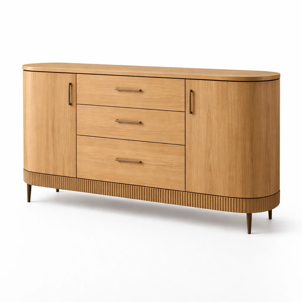Sideboard Holz Natur Rund Modern-velnoxio